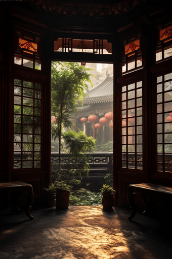中国风古代建筑窗户传统文化东方风韵
