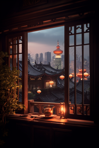 中国风古代建筑窗户古典建筑历史文化