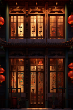 中国风古代建筑窗户摄影图8