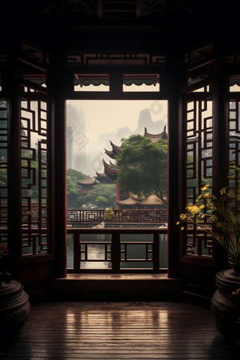 中国风古代建筑窗户雅致窗景历史文化