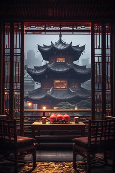 中国风古代建筑窗户摄影图4