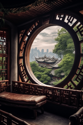中国风古代建筑窗户雅致窗景东方风韵