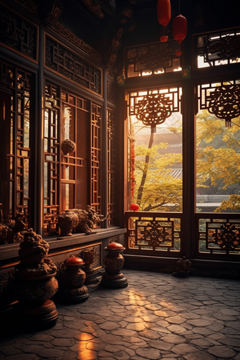 中国风古代建筑窗户古典建筑东方风韵