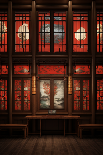 中国风建筑窗户雅致窗景东方风韵