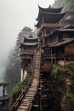 中国风少数民族吊脚楼摄影图11