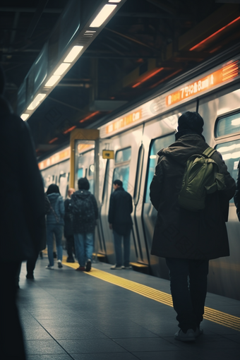 乘坐地铁的人们地铁出行低碳出行