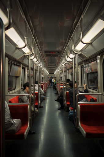 乘坐地铁的人们地铁出行低污染