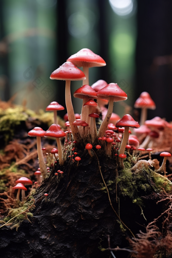 灵芝蘑菇<strong>菌类</strong>自然生态药用植物