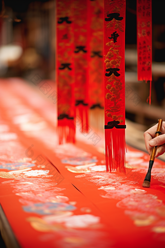 传统春节写春联描红对联传统文化