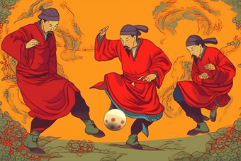 <strong>中国传统</strong>蹴鞠足球运动传统文化插画