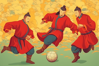 <strong>中国传统</strong>蹴鞠足球运动古代体育插画