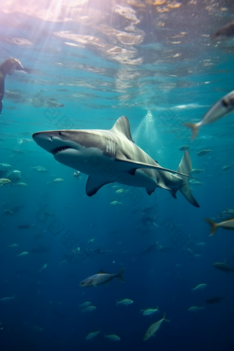 海洋中的鲨鱼群的生态系统