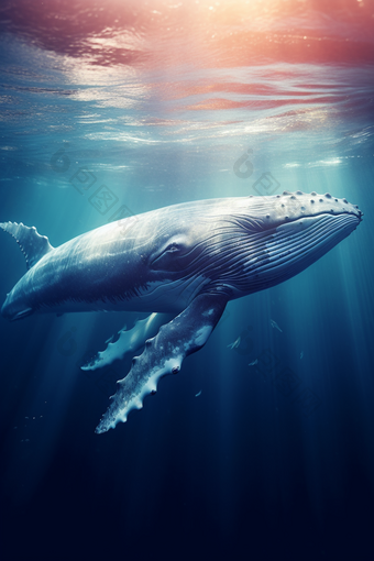 海洋中的鲸鱼海洋中的巨型生物迁徙