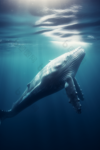 海洋中的鲸鱼鲸类动物深海生物