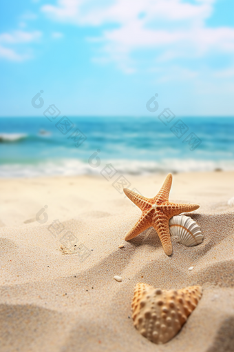 沙滩上的<strong>海星</strong>沙滩上的海洋<strong>生物</strong>图片