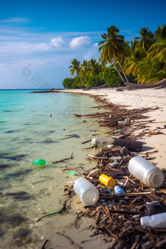 海洋中的垃圾污染塑料垃圾漂浮