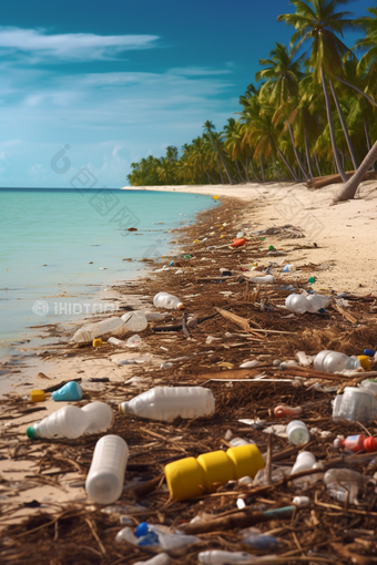 海洋中的垃圾污染塑料海洋生态