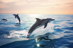 海洋中的海豚摄影图1