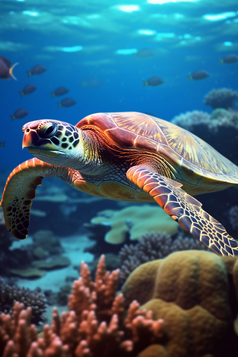 海洋中的海龟摄影图15
