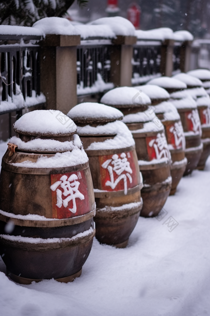 冬季传统酒酿造冬季酿酒工艺传统酒坛