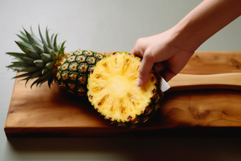 菠萝削皮场景削皮过程制作水果刨片