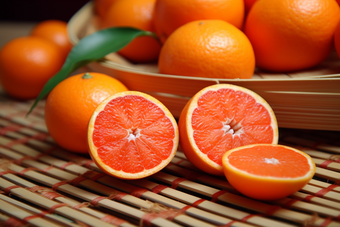 红心橙血橙新鲜水果果汁特写