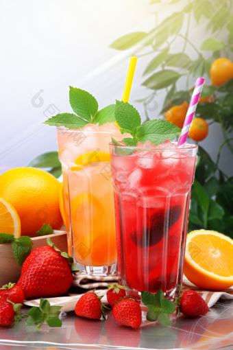 草莓汁水果饮料饮品特写