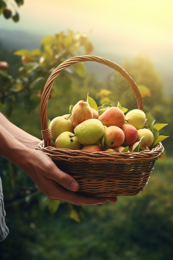 梨子果篮水果采摘果园农场丰收季节
