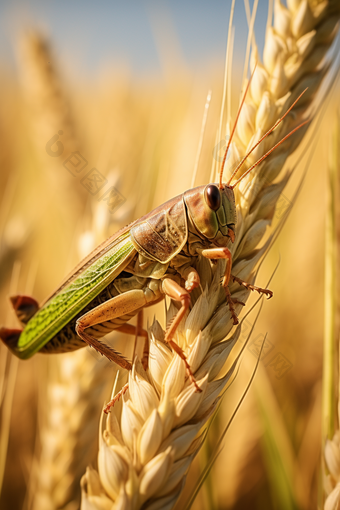 蔬菜害虫蝗虫摄影图