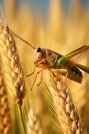 害虫稻谷蝗虫摄影图