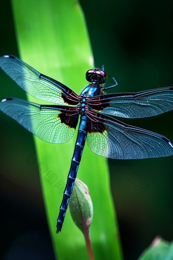 张开<strong>翅膀</strong>的美丽蜻蜓摄影图
