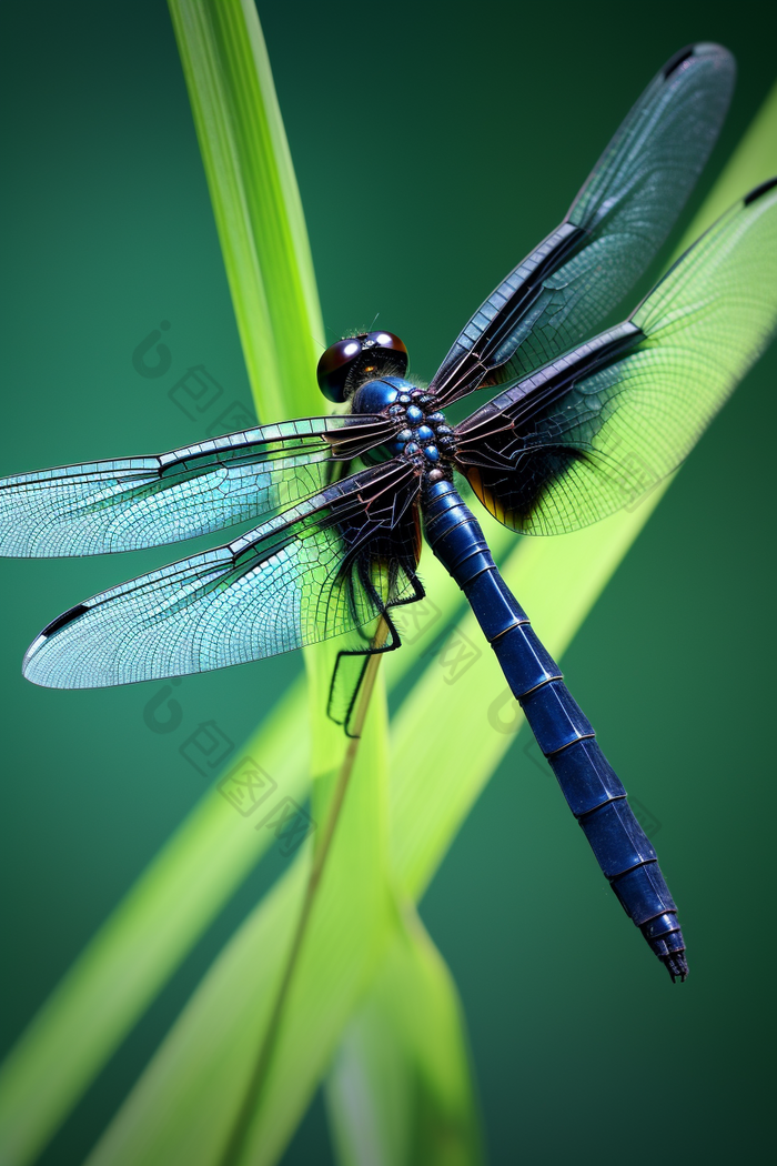 张开翅膀的蜻蜓在荷塘摄影图