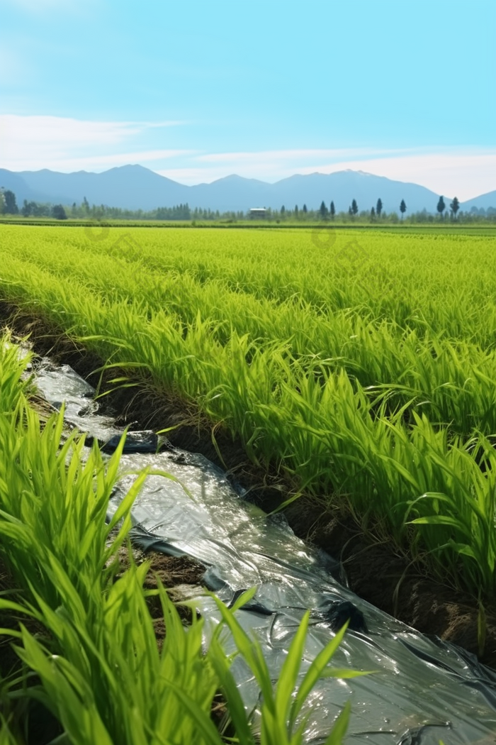 乡村振兴水稻种植摄影图