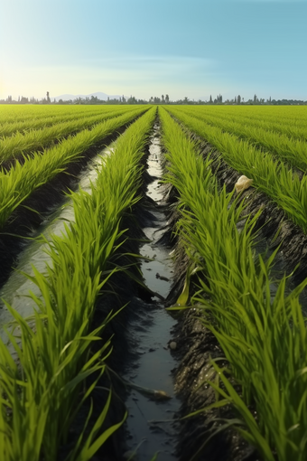 乡村振兴盐碱地水稻种植摄影图