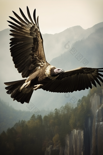 翱翔的秃鹫益鸟摄影图