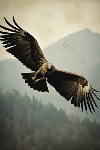 飞翔的秃鹫摄影图