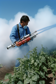 农田中的杀虫喷雾摄影图
