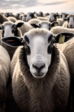 农场的科学饲养杜泊羊群摄影图