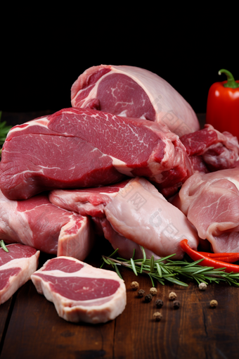 超市菜场采购肉类猪肉摊猪肉加工摄影图