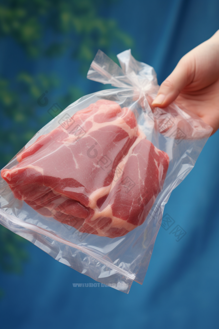 餐饮菜场采购肉类市场猪肉真空包装猪肉加工摄影图