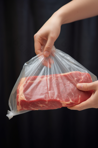 菜场采购肉类市场猪肉真空包装猪肉加工摄影图