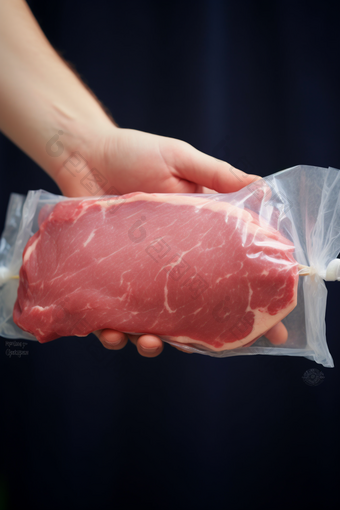 超市菜场采购肉类市场猪肉真空包装猪肉加工摄影图