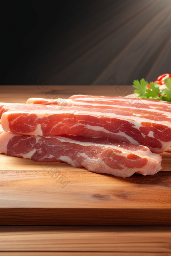 餐饮超市菜场采购肉类市场猪肉加工美食摄影图