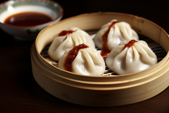 餐饮超市采购肉类市场猪肉馅包子预制菜摄影图