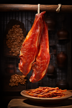 采购肉类市场腊肉年货预制菜摄影图