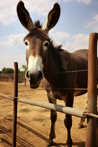 德州驴饲养摄影图