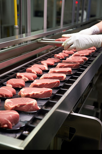 卫生高品质肉类生产包装摄影图