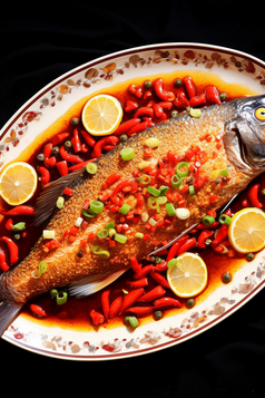 特色徽菜臭鳜鱼摄影图的质量8k,高