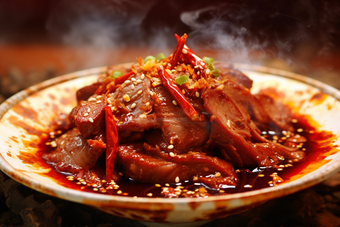 中国餐饮美食特色川菜夫妻肺片摄影图