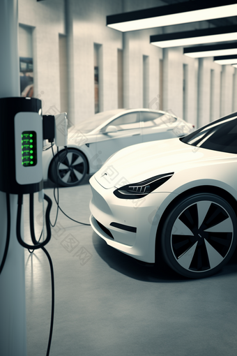 节能环保科技交通能源汽车充电场摄影图
